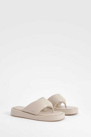 Chunky Padded Flip Flop Sandals beige
