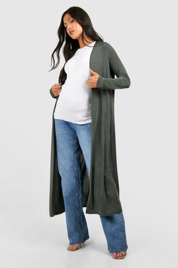 Khaki Maternity Slinky Duster Jacket