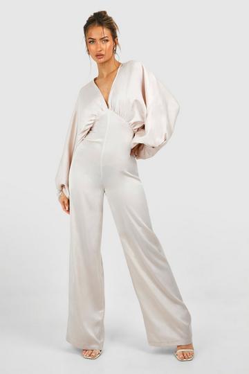 Matte Satin Extreme Sleeve Jumpsuit champagne