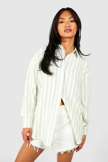 Oversized Textured Stripe Shirt sage