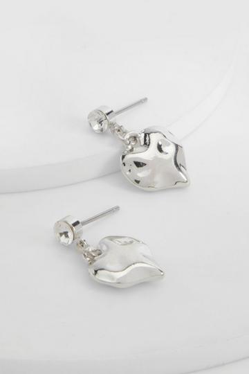 Hammered Heart Earrings silver