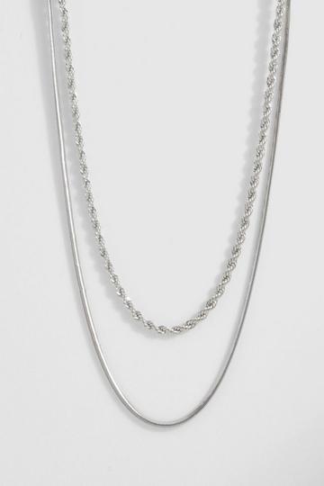 Double Chain Rope Necklace silver