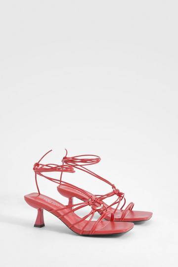 Wide Fit Ring Detail Wrap Up Heels red
