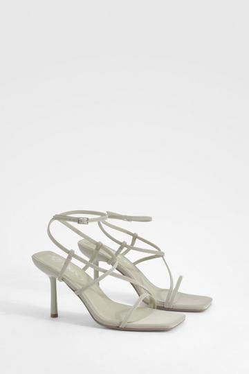 Square Toe Strappy Mid Height Heels sage