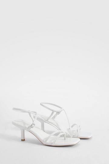 Wide Fit Crossover Strap Low Heels white