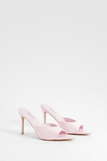 Wide Fit Patent Pointed Toe Heeled Mules pink