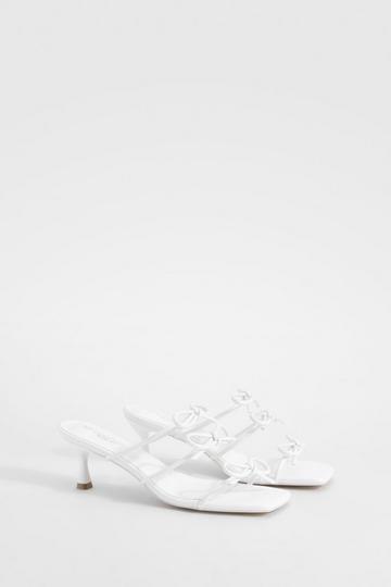 White Wide Fit Bow Detail Low Heeled Mules