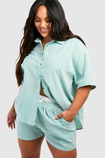 Green Plus Dsgn Studio Textured Stripe Shirt Co-ord