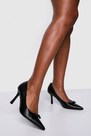 Black Bow Detail Stiletto Court Shoes