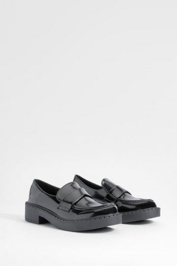 Chunky Patent Loafers black