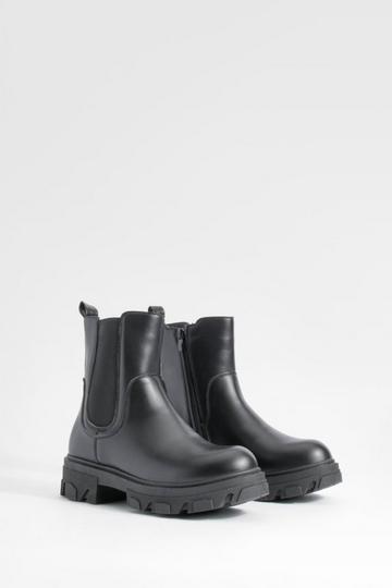 Chunky Cleated Sole Chelsea Boots black