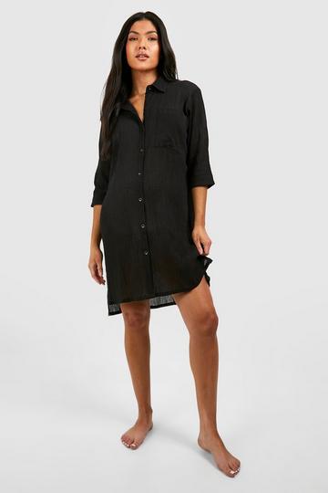 Maternity Cheesecloth Beach Shirt Dress Cover Up black