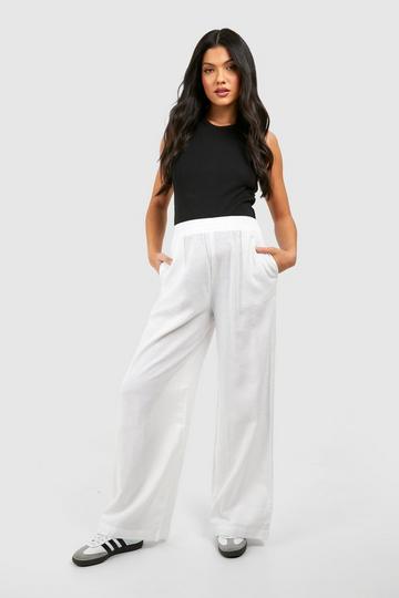 White Linen Trousers | Womens White Linen Trousers & Pants | boohoo UK
