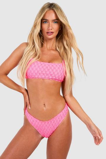 Pink Textured Hipster Bikini Brief