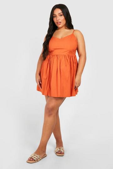 Rust Orange Plus Cotton Mini Dress