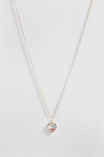 Gold Metallic Cherry Heart Pendant Necklace