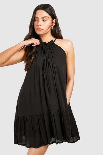 Cheesecloth Mini Smock Dress black