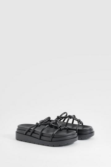Wide Fit Knot Detail Chunky Sliders black
