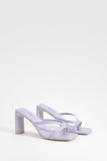 Lilac Purple Wide Fit Toe Post Heeled Mules