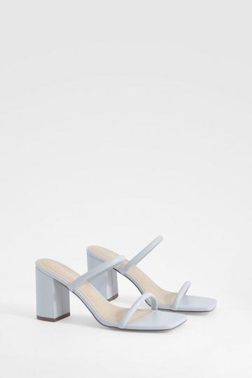 Double Strap Square Toe Heeled Mules blue