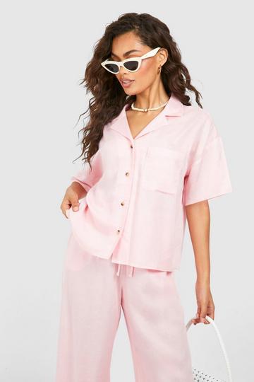 Pink Linen Button Up Shirt
