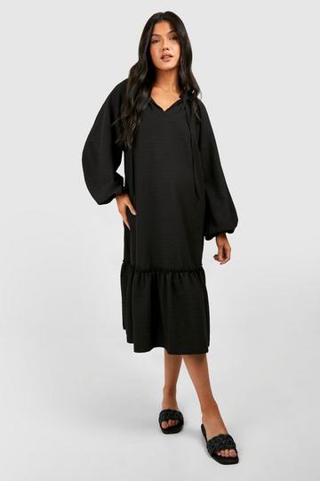 Maternity Textured Midi Smock Dress black