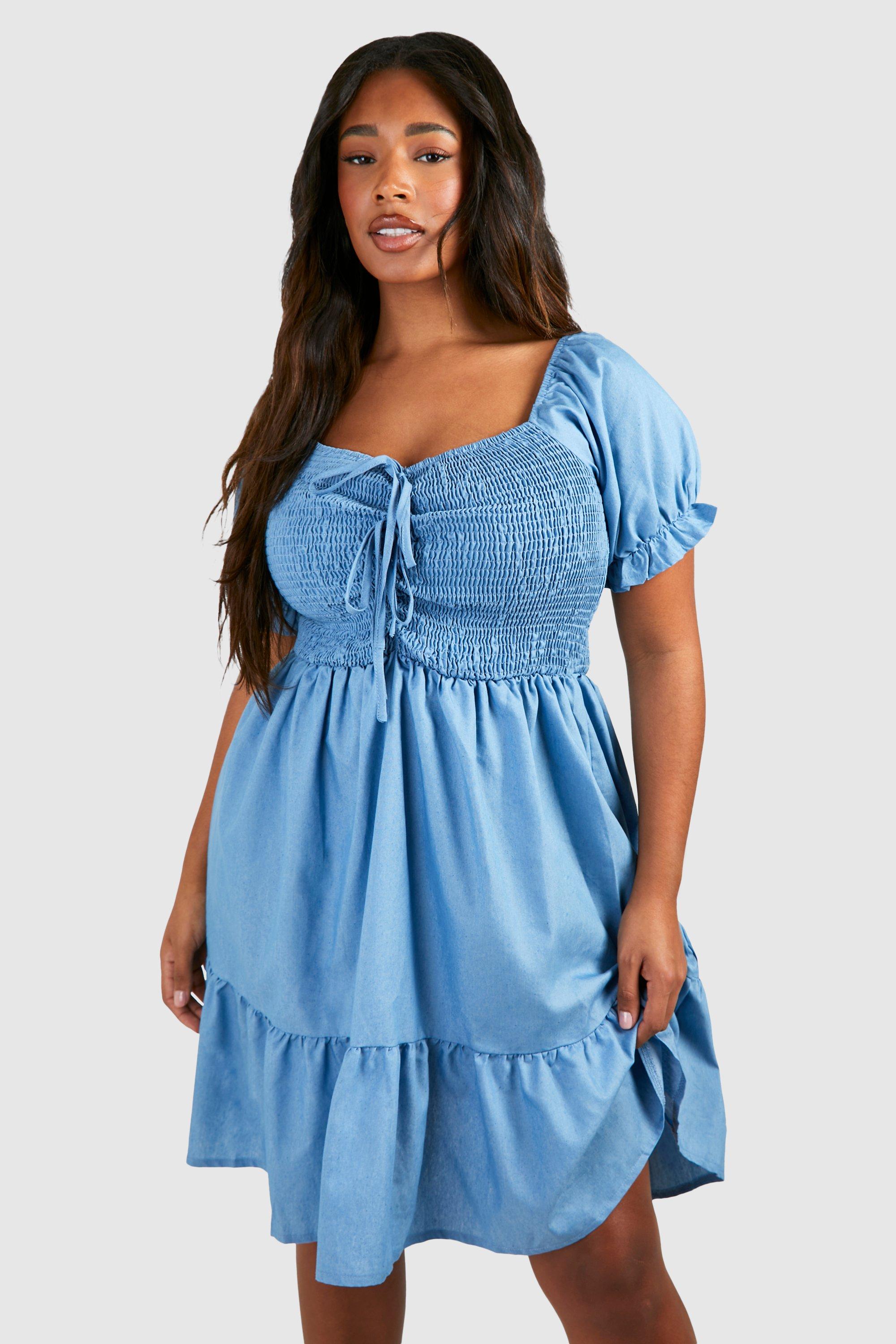 Plus size outlet denim skater dress