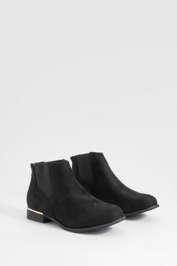 Wide Fit Panel Detail Ankle Boot black