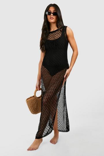 Maternity Crochet Beach Maxi Dress black