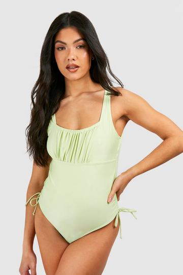 Maternity Ruched Front Tie Side Swimsuit sage
