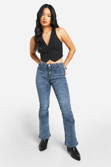 Light Brown Petite Butt Shaper High Rise Skinny Flared Jeans