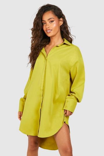 Olive Green Dropped Shoulder Shirt Dress