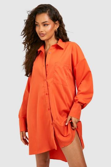 Rust Orange Poplin Ultimate Oversized Shirt Dress