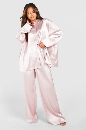 Oversized Blush Satin Pyjama Set blush