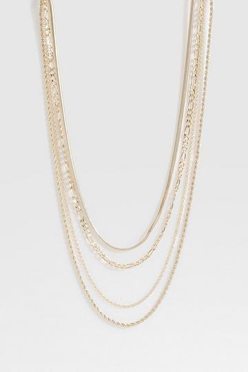 Layered Snake Chain Necklaces gold