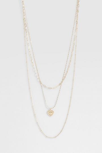 Heart Multichain Necklace gold