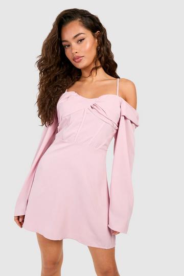 Pink Satin Corset Detail Mini Dress