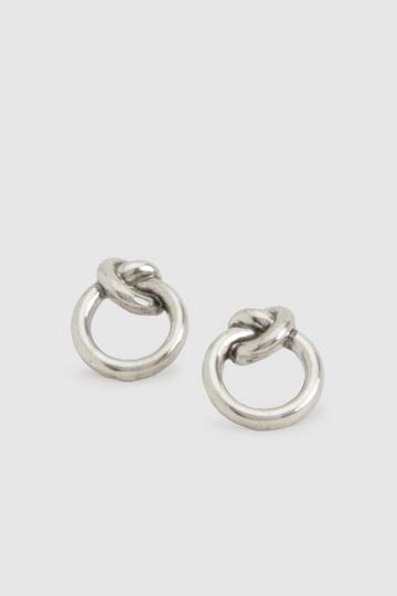 Silver Knot Detail Stud Earrings