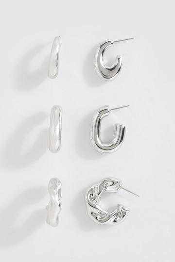 Silver Silver Chunky Hoop Multipack Earrings