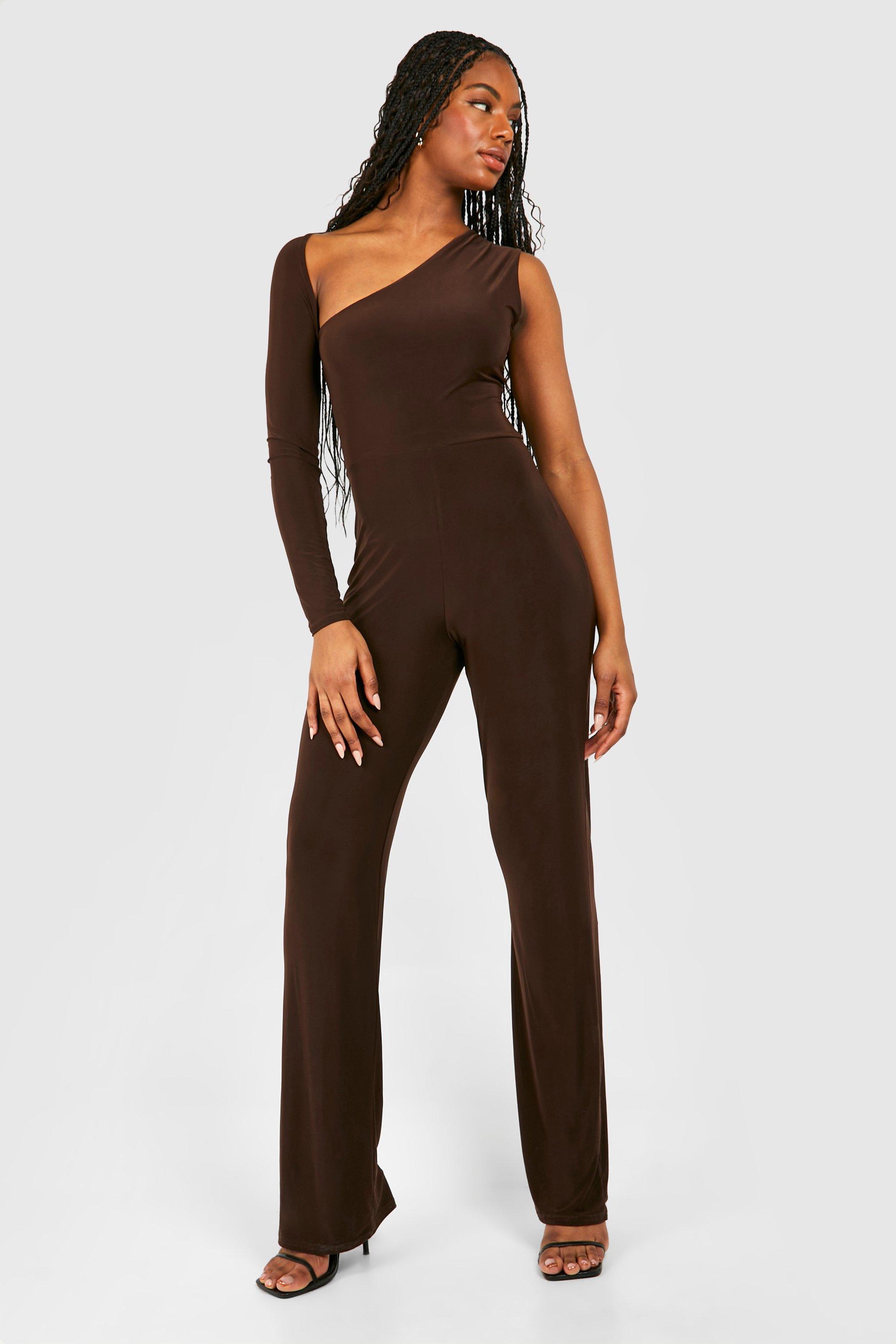 One shoulder slit outlet sleeve jumpsuit