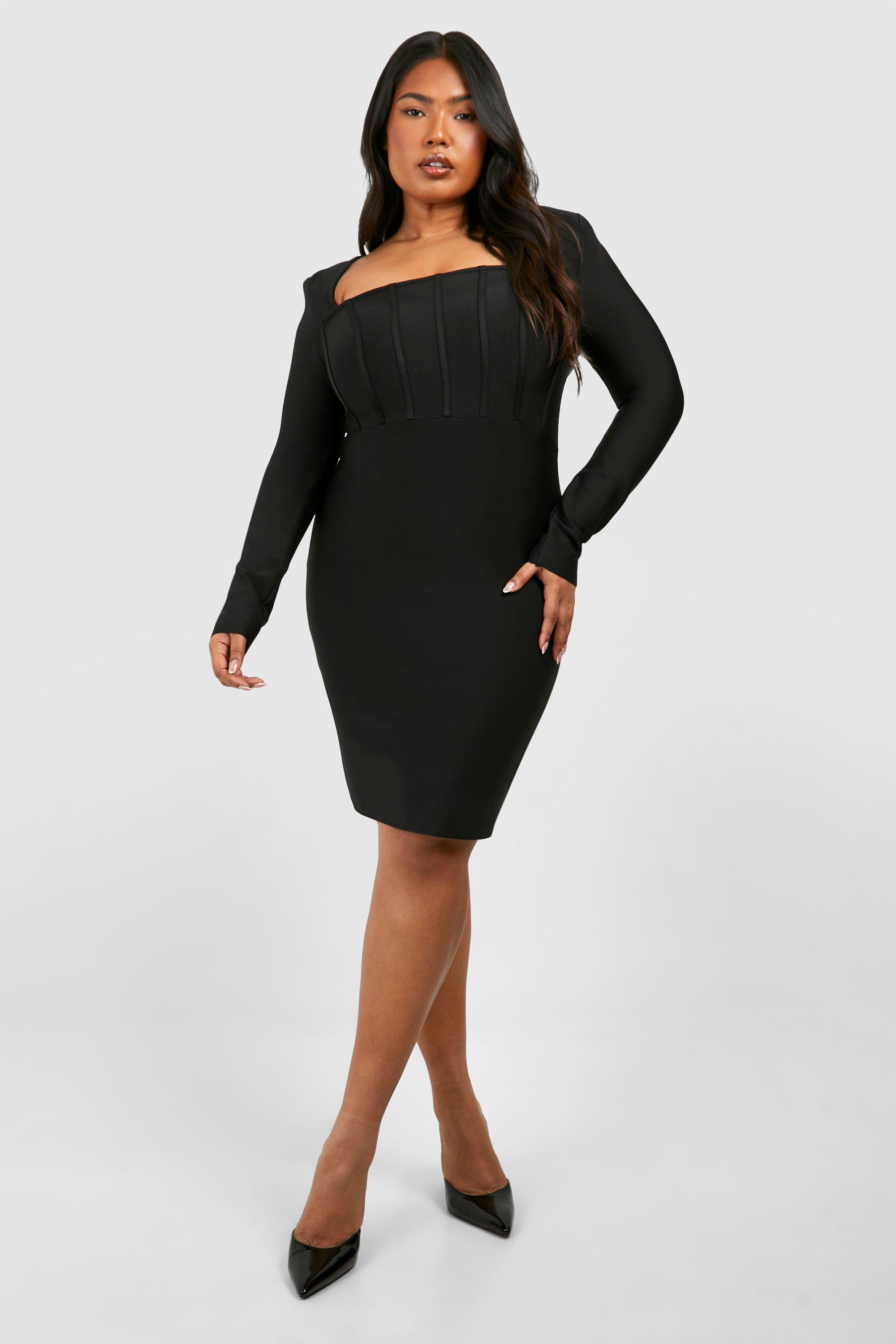 Short black cocktail on sale dresses plus size