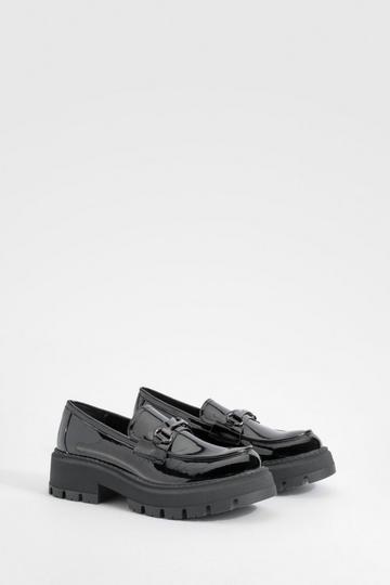 Patent Chunky T Bar Loafers black