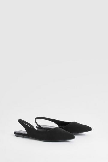 Slingback Faux Suede Pointed Flats black