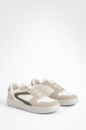 Beige Chunky Contrast Panel Trainers