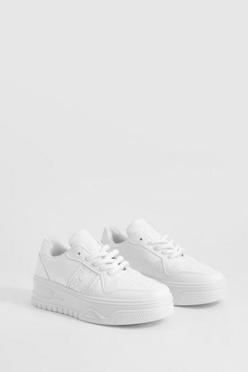 White Chunky Contrast Panel Trainers