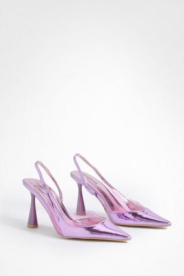 Pointed Toe Clear Detail Slingback Courts pink