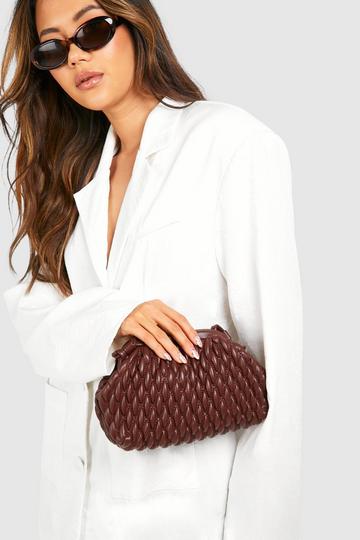 Chocolate Brown Woven Clutch Bag