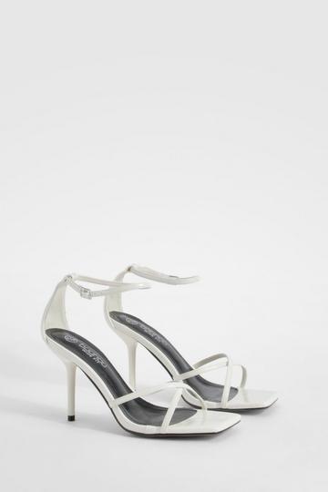 White Wide Fit Stiletto Crossover Barely There Heels