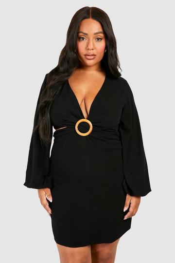 Black Plus Abstract Cut Out Mini Dress