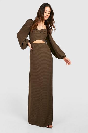 Tall Woven Textured Ruched Front Maxi Dress chocolate